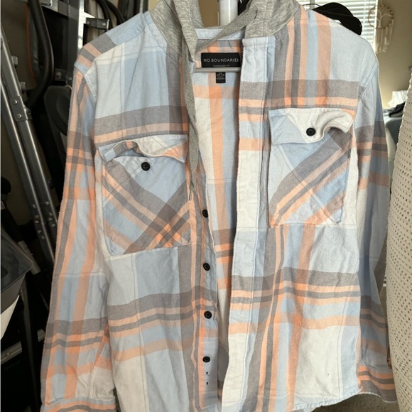 SET OF 2 Couples No Boundaries Oversized Fit Hoodies Plaid Blue/orange XS & 3XL - Picture 5 of 12